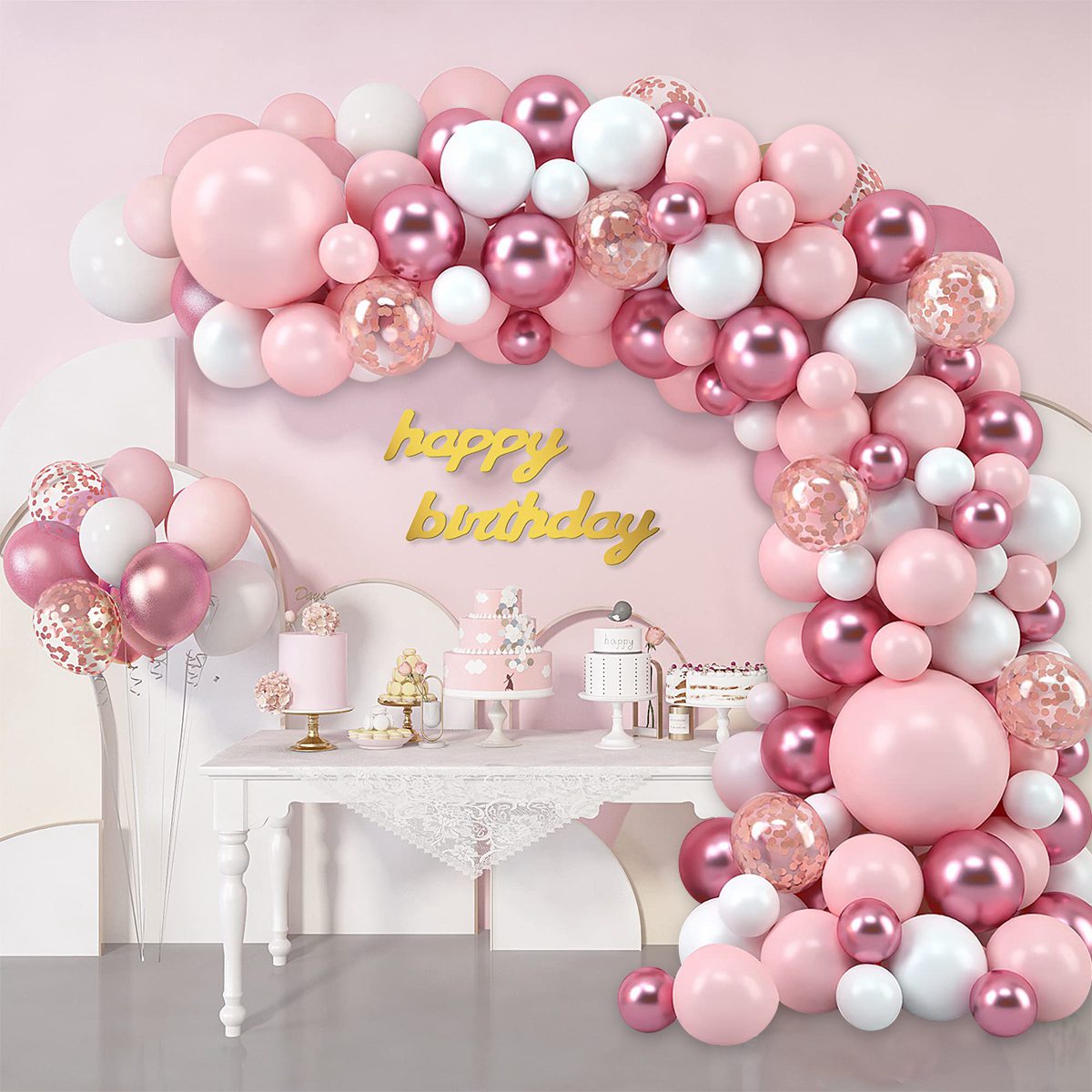 Pembe Macaron Balonlar Garland - Wedding Day Supply Kit incelemesi ve fiyatı
