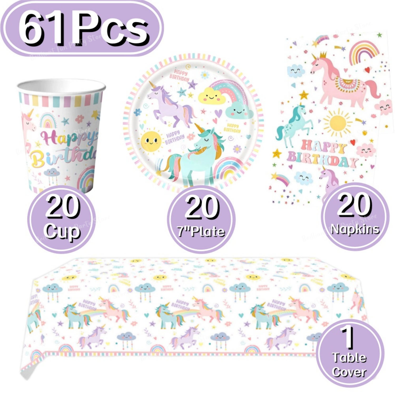 Gökkuşağı Tek Boynuzlu At Tema - Wedding Day Supply Kit incelemesi ve fiyatı